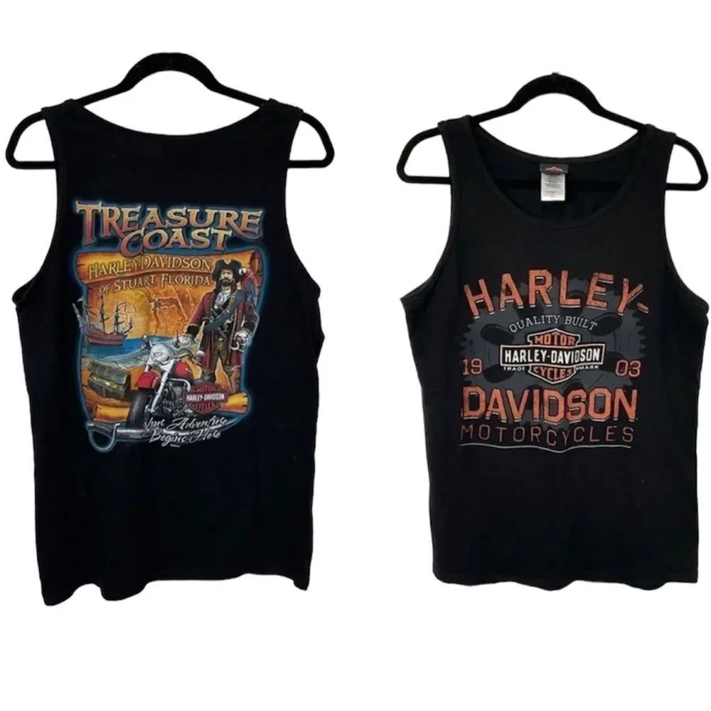 Harley-Davidson Treasure Coast Stuart Florida Double-Sided Graphic Black Tank M